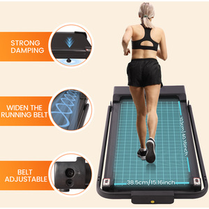 2 in 1 Foldable Home Fitness Walking Running Treadmill With Handrail - Grey