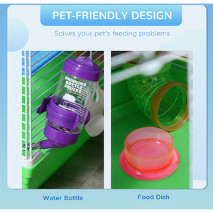Pawhut 5 Tier Hamster Cage Carrier Habitat with Exercise Wheels, Green - Green by Pawhut