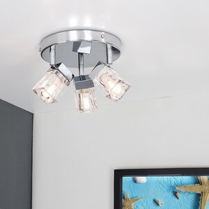 Ritz Ice Cube IP44 Rated 3 Way Bathroom Ceiling Spotlight and LED Bulbs - Silver by ValueLights