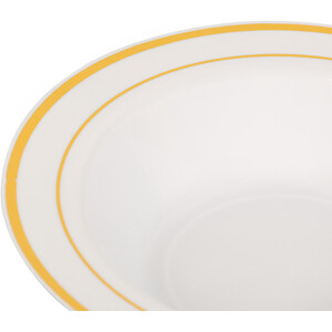 Pack of 8 Gold Rim Plastic Bowls - Gold