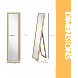 Rustic Full Length Mirror Freestanding Or Hanging - Natural Brown by Pirlo Plush