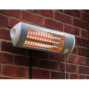 Wall Mounted Patio Heater 3 Settings Quartz Bulb - Silver by Primrose