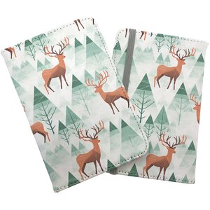 Reindeer On A Snowy Landscape Passport Cover - Green by Warren Reed - Designer