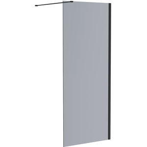 Black Walkin Shower Enclosure Easy Clean Grey Glass Shower Screen