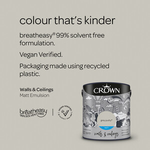 Crown Wall and Ceilings Matt Emulsion - Grey Putty by Crown Paints