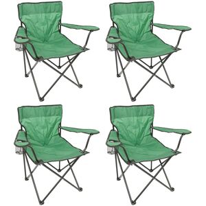 Folding Canvas Camping Chairs - Matt Black - Pack of 4 - Green by Harbour Housewares