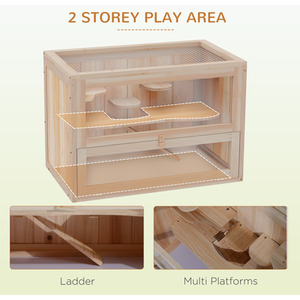 Wooden Small Animal Hutch - Natural by Pawhut