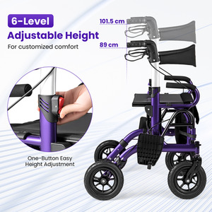 2-in-1 Foldable Rolling Walker Wheelchair Combo by Costway