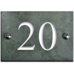 Green Slate House Number 20 - Smoky green by The House Nameplate Company
