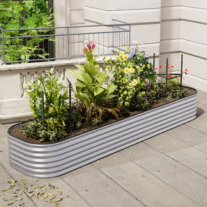 Silver Galvanized Steel Oval Raised Garden Bed by Livingandhome