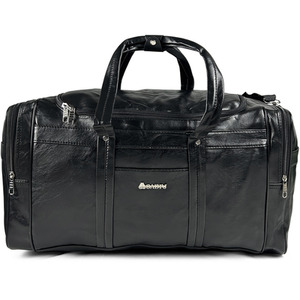 Large PU Leather Travel Duffel Bag and Holdall - Black by SYED JEE
