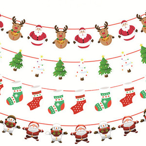 Christmas Hanging Banner Decoration - Red / Snowman and Santa