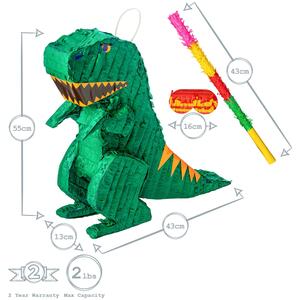Dinosaur Cardboard Pinata, Stick and Blindfold Set - Multi by Fax Potato