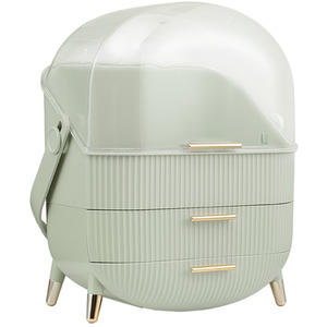 Makeup Organizer with Dustproof Drawers and Golden Accents - Mint Green by Livingandhome