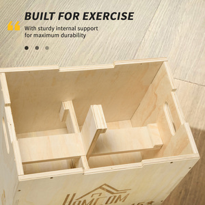 HOMCOM 3-in-1 Wooden Plyometric Jump Box with Handle Openings - Nature by HOMCOM