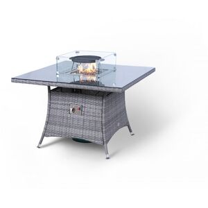 Arizona Fire Pit Square Rattan Patio Dining Set - Grey / 4 by Giardino