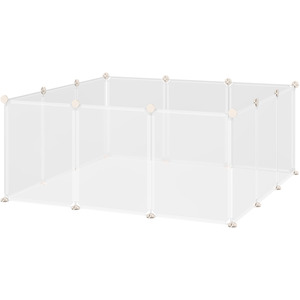 PawHut Pet Playpen DIY Small Animal Cage Plastic Fence 12 Panels - White by PawHut
