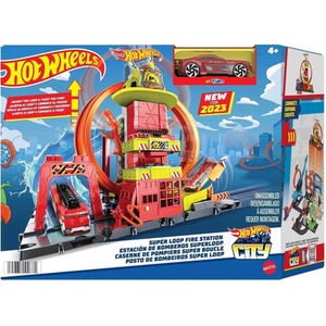 Hot Wheels City Super Loop Fire Station Playset and 1 Toy Fire Engine - multi by Hot Wheels