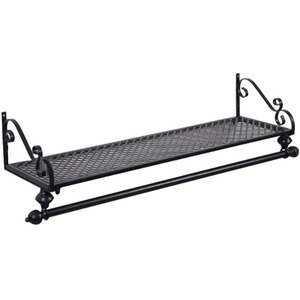 Wall Mounted Garment Hanging Shelf with Clothes Rail - Black / 30cm by Livingandhome