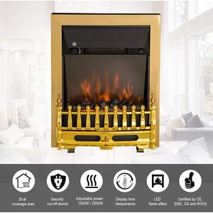 HOMCOM LED Flame Electric Fire Place-Golden - Golden by HOMCOM