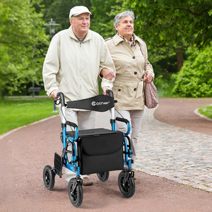2-in-1 Foldable Rolling Walker Wheelchair Combo by Costway