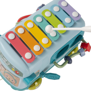 Interactive Musical School Bus Toy with Built-in Xylophone - Blue by Livingandhome