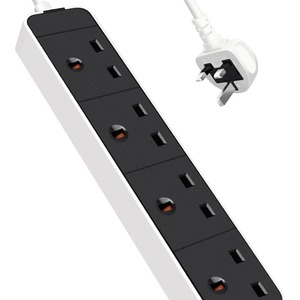 4 Way 1 Meter Extension Lead - Black by BriStar