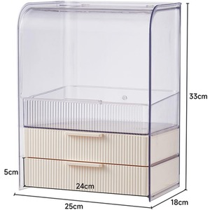 Clear Desktop Makeup Organiser with Two Drawers by komore
