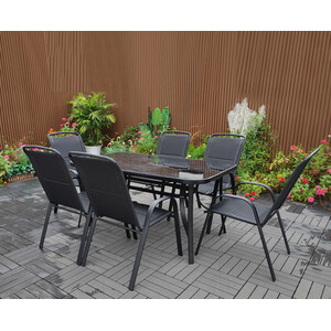 Palma Air Tex 7 Piece Dining Set - Black by Outdoor essentials