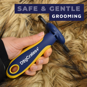 Dog Grooming Brush - Blue & Yellow / Deshedding Tool by DogCratesPlus