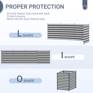 Outsunny Camping Windbreaks Beach Wind Shield Shelter - Grey and White by Outsunny
