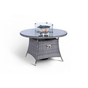 Savannah Fire Pit Round Rattan Patio Dining Set - Grey / 4 by Giardino