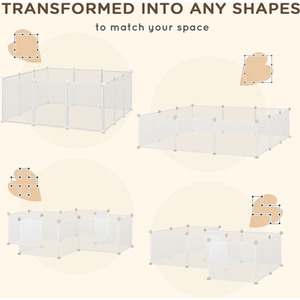 PawHut Pet Playpen DIY Small Animal Cage Plastic Fence 12 Panels - White by PawHut