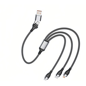 Fast Charging Type-C Braided Vehicle Cable Three in Two - Black