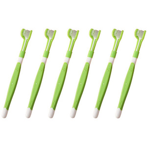 6PC Pet Oral Cleaning Three-Sided Soft Bristled Toothbrush