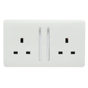 2 Gang 13Amp Long Rocker Double Socket - White / 5 by Trendiswitch