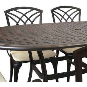 Metal Cast Aluminium 7 Piece Garden Furniture Table Patio Set With Cushions - Bronze, Cream by Charles Bentley