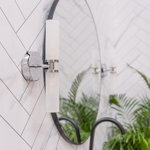 Canya 2 Way Silver Chrome Bathroom Wall Light With Reeded Glass - Silver by ValueLights