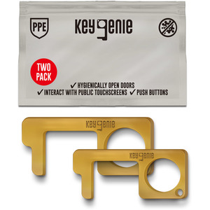 Key Genie Gold Two Pack No Contact Hook Hygiene Keychain - gold by CHP