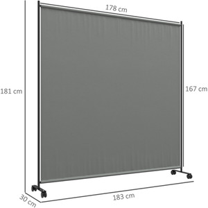 Outsunny Metal Garden Screen with Wheels - Grey by Outsunny