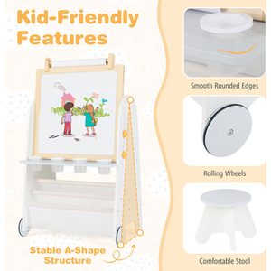 Toddler Easel with Stool - Grey by Costway