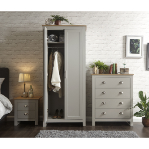 Lancaster 3 Piece Bedroom Set - Wardrobe, Chest of Drawers, Bedside - Grey by GFW