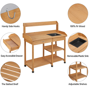 Wooden Potting and Planter Bench - Wood by Yaheetech