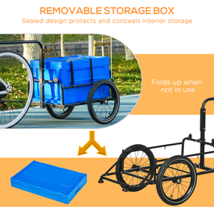HOMCOM Bike Cargo Trailer with 65L Foldable Storage Box and Reflectors, Blue - Blue by HOMCOM