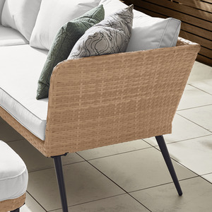 Rattan Outdoor Sofa Set - Seychelles Grey Corner Garden Sofa and Table - 9 Seat - Brown by FurnitureboxUK