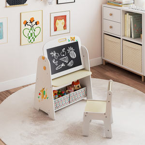 4-in-1 Kids Art Easel - White & Natural by Costway