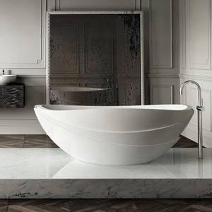 San Sebastian Freestanding Matt Stone Bath - White by Fino Stone