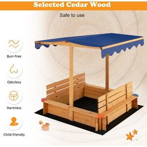 Kids Play Station Sandbox - Brown by Costway