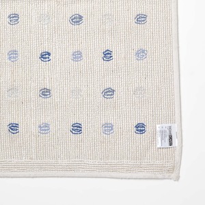 Cotton Tufted Bath Mat Polka Dot Design - White Blue by Homescapes