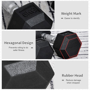 HOMCOM Hex Dumbbell Rubber Weights Sets - Black-2x6kg / 12.25kg by HOMCOM
